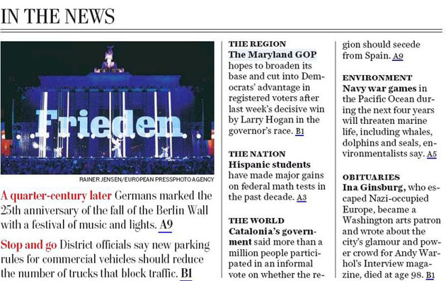 Parte inferior de la portada del pasado lunes del Washington Post